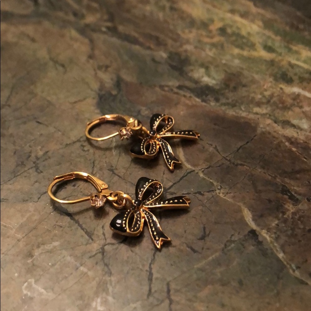 Betsey Johnson black bow earrings